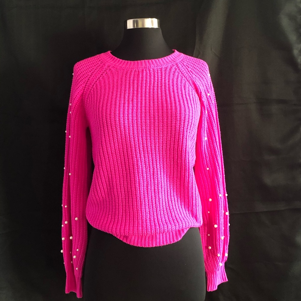 Women's Pearl Embellished Balloon Sleeve Sweater